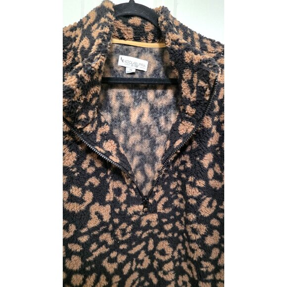 Koolaburra By UGG Womens 2X Leopard Print Sherpa Fleece Pullover Jacket With Hal - Picture 4 of 8
